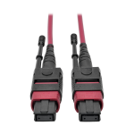 Tripp Lite N845-15M-12-MG 100G MTP/MPO Multimode OM4 Plenum-Rated Fiber Optic Cable (F/F), 12 Fiber, 40/100GBASE-SR4, Push/Pull Tabs, Magenta, 15 m