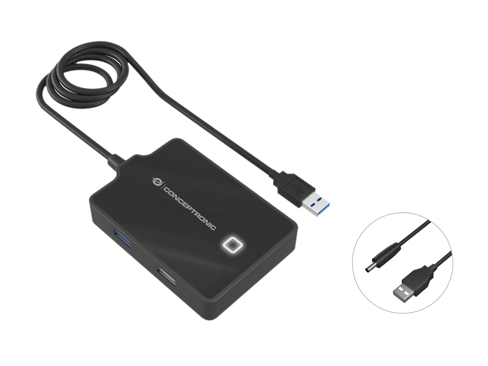 Photos - Card Reader / USB Hub Conceptronic HUBBIES 4-Port USB 3.0/2.0 Hub, 90cm cable HUBBIES10B 
