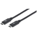 Manhattan USB-C to USB-C Cable, 1m, Male to Male, Black, 10 Gbps (USB 3.2 Gen2 aka USB 3.1), 5A (super fast charging), SuperSpeed+ USB, Lifetime Warranty, Equivalent to USB31C5C1M
