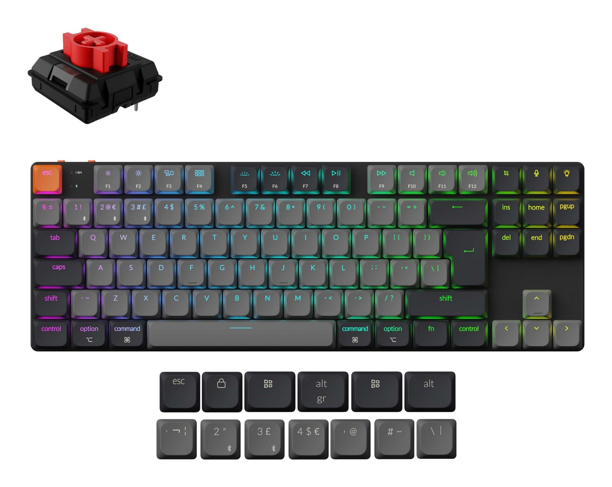 Keychron K1 keyboard Universal USB + Bluetooth QWERTY UK English Grey