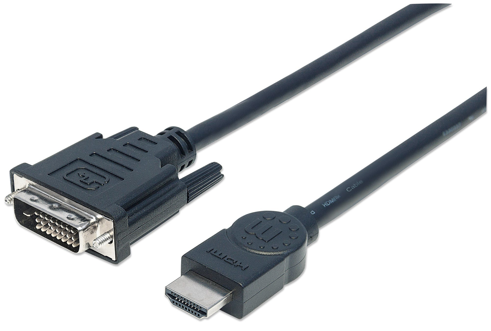 Image of Manhattan HDMI to DVI-D 24+1 Cable, 3m, Male to Male, Black,...