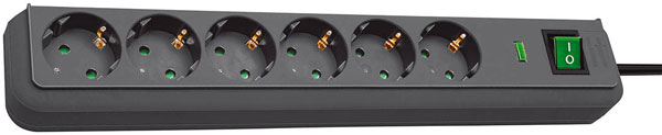 Image of Brennenstuhl 1159700015 surge protector Black 6 AC outlet(s) 1.5 m