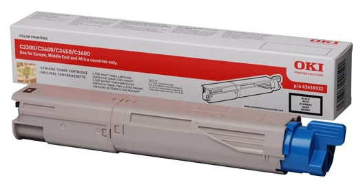 OKI 43459332 Toner black, 2.5K pages/5% for OKI C 3300/3400/3450/3600