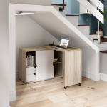 Teknik Pivot Cupboard Home Office Desk W1065 x D420 x H754mm Sonoma Oak - 7700007 DD