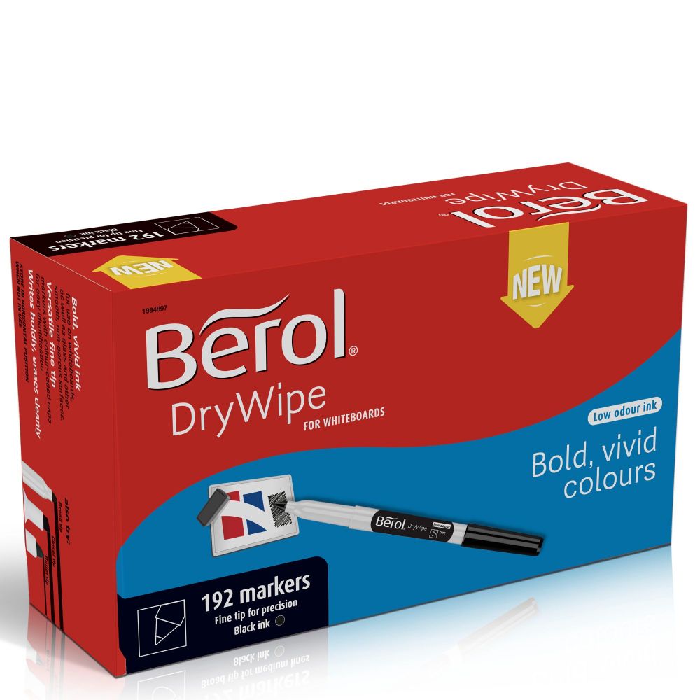 Dry Wipe Whiteboard Marker Pens Black Fine Tip Pack of 192