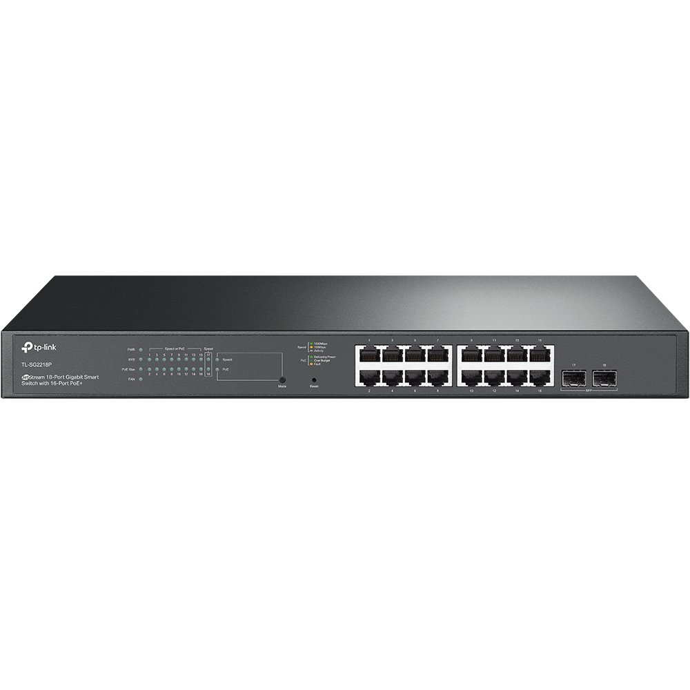 Image of TP-Link JetStream 18-Port Gigabit Smart Switch with 16-Port PoE+