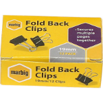 MARBIG FOLDBACK CLIPS 19MM BOX 12