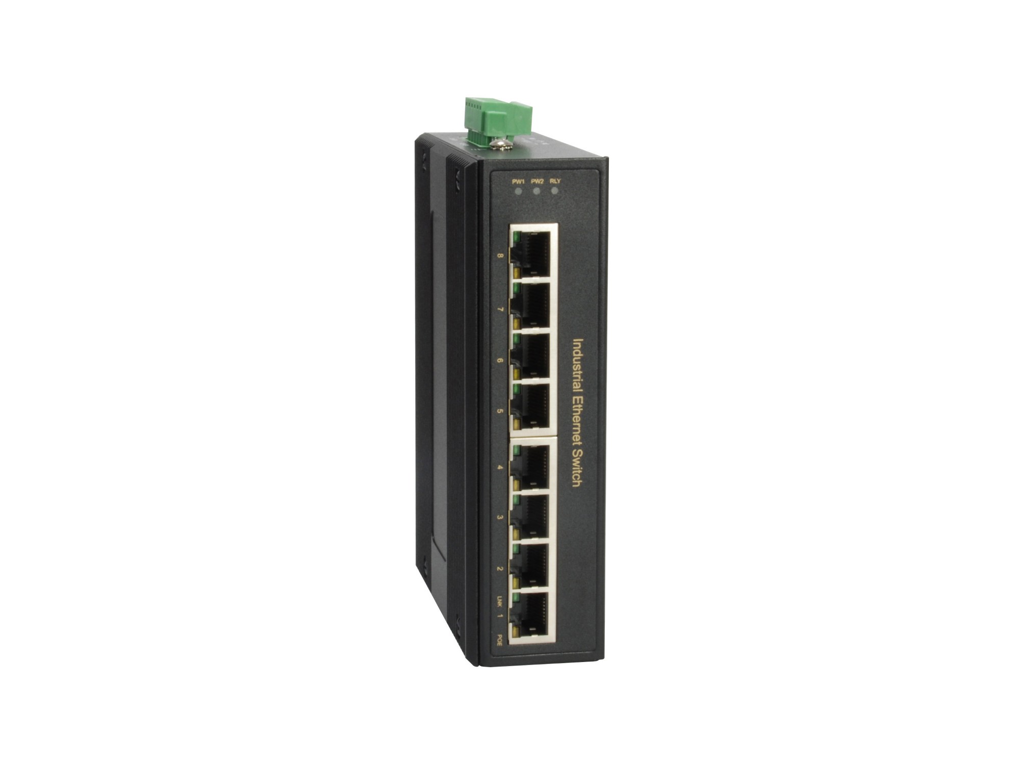 LevelOne 8-Port Gigabit PoE Industrial Switch, 4 PoE Outputs, 802.3at/af PoE, 126W, -40°C to 75°C