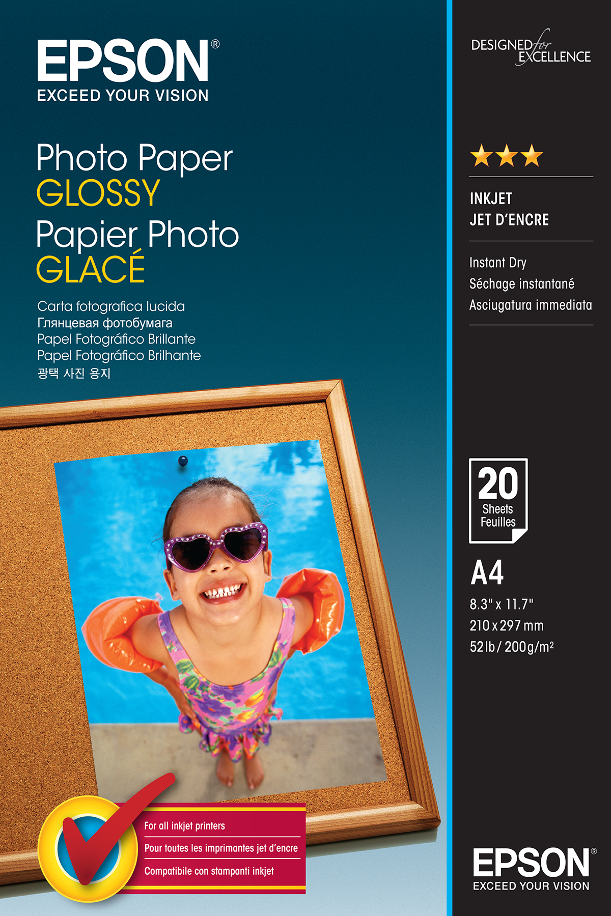 Epson A4 Photo Paper Glossy 200gsm (Pack of 20) C13S042538