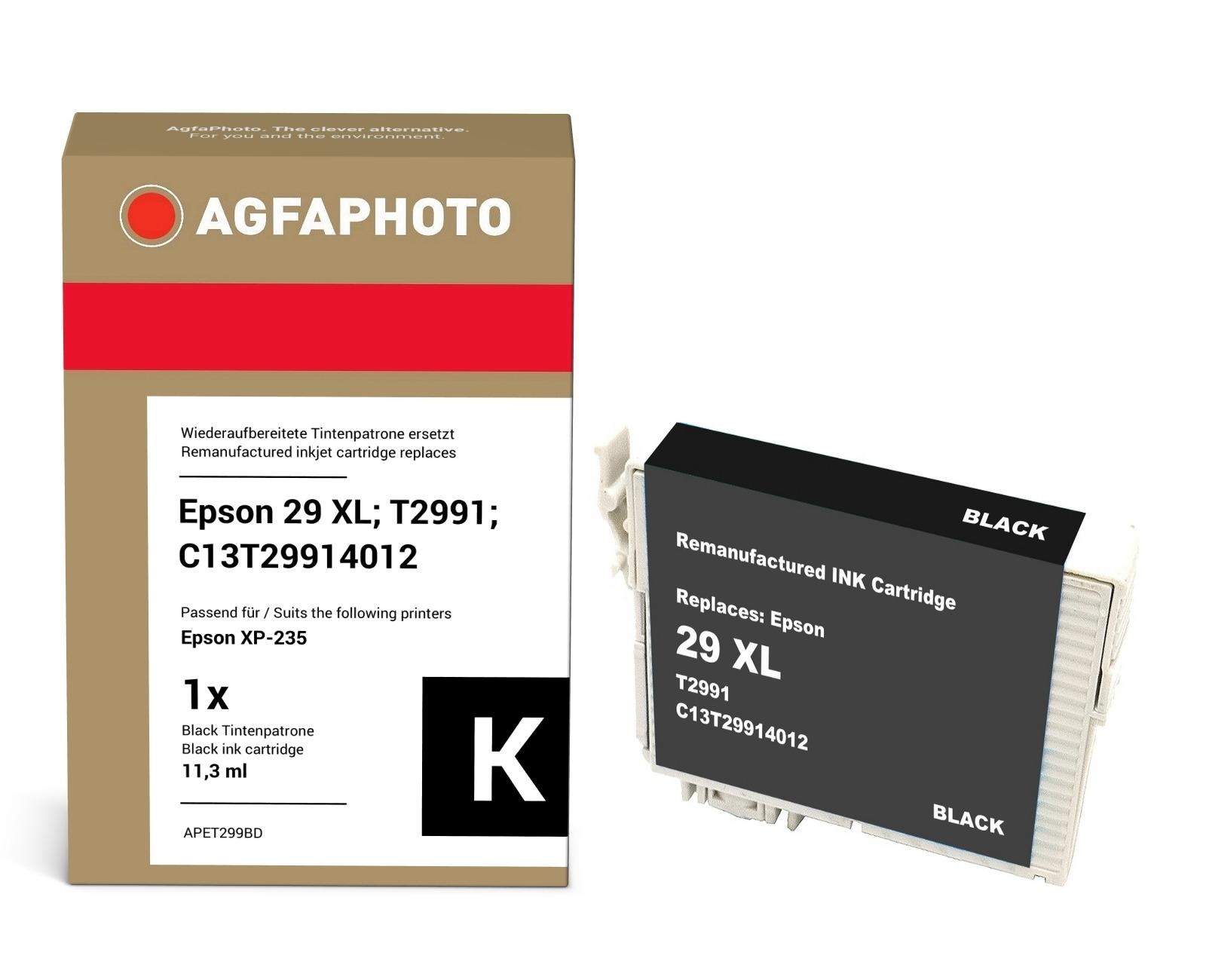 Image of AgfaPhoto Compatible Ink Cartridge. Black. Replacement for Epson 29 XL