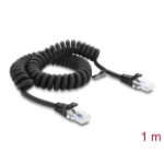 DeLOCK RJ50 Coiled Cable male to male 1 m black