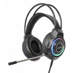 Manhattan RGB LED Over-Ear USB Gaming Headset (Clearance Pricing), Wired, USB-A Plug, Stereo Sound, Adjustable Microphone, Integrated Volume Control, Color-LED Lighting, 2m Cable, Black
