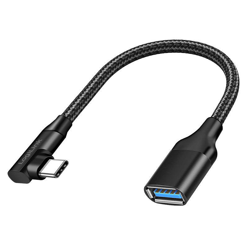 LogiLink USB 3.2 Gen2 Type-C adapter. C/M 90� To USB-A/F. OTG. Black