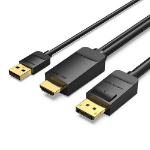Vention ABJBH video cable adapter 2 m HDMI Type A (Standard) DisplayPort + USB Type-A Black