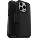 OtterBox Strada Case for iPhone 14 Pro Max, Shockproof, Drop proof, Premium Leather Protective Folio with Two Card Holders, 3x Tested to Military Standard, Black
