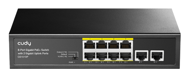 GS1010P CUDY PoE+ Switch with 2 Uplink Ports 120W GS1010P - - 1 - Switch - 20 Gbps