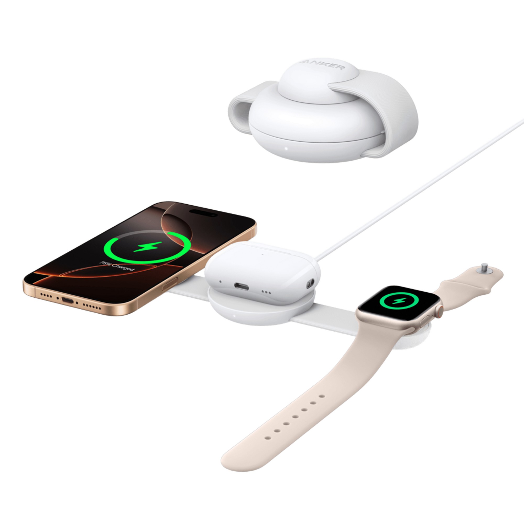 Anker White B25m8h21 Mobile Device Charger Headphones. Headset. Smartphone.