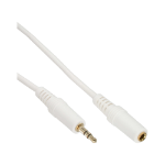 InLine Audio Cable, 3.5mm M/F, Stereo, white/gold 10m