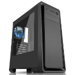 CIT Dark Soul Black Gaming Midi ATX PC Case 12cm Blue LED Fan Side Window USB3.0