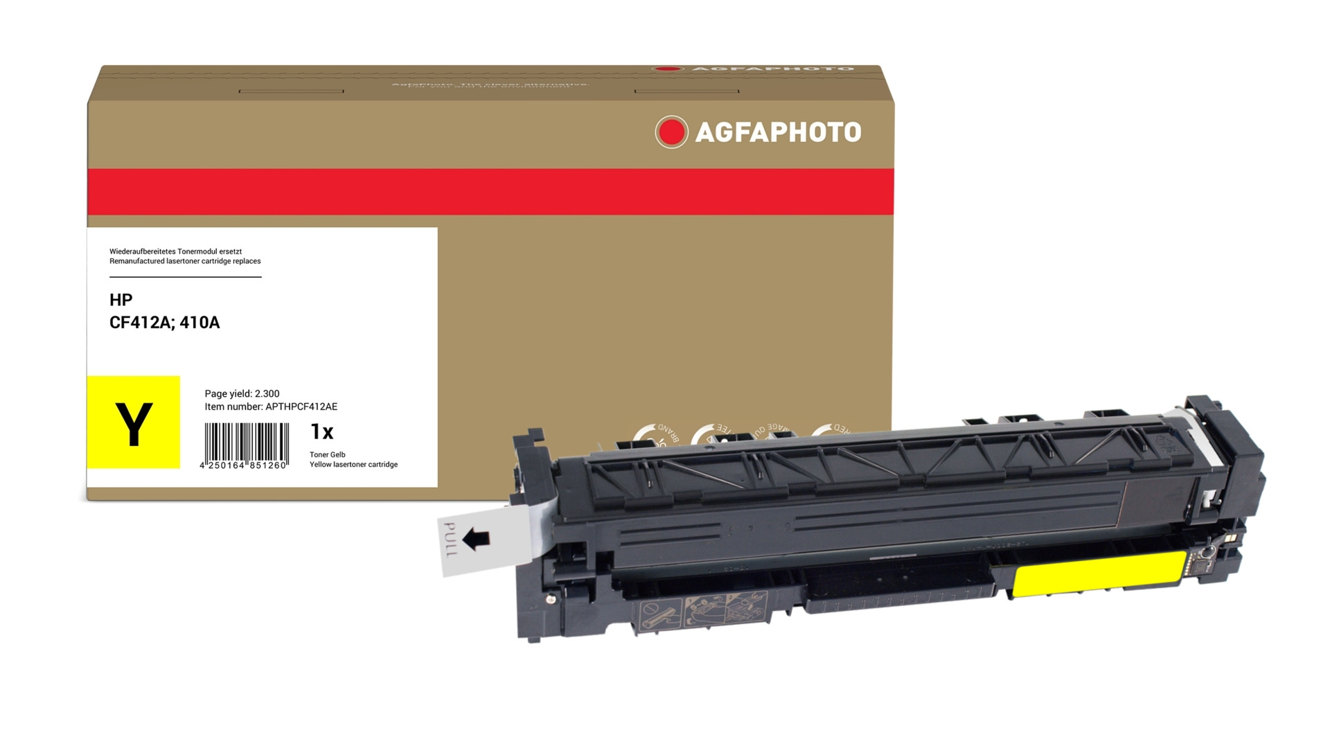 AgfaPhoto Compatible Toner Cartridge. Yellow. Replacement for HP CF412