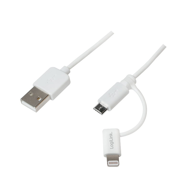 Image of LogiLink CU0118 USB cable 1 m Micro-USB A USB A White