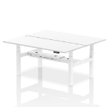 Dynamic Air Back-to-Back W1800 x D800mm Height Adjustable Sit Stand 2 Person Bench Desk With Cable Ports White Finish White Frame - HA02674 DD