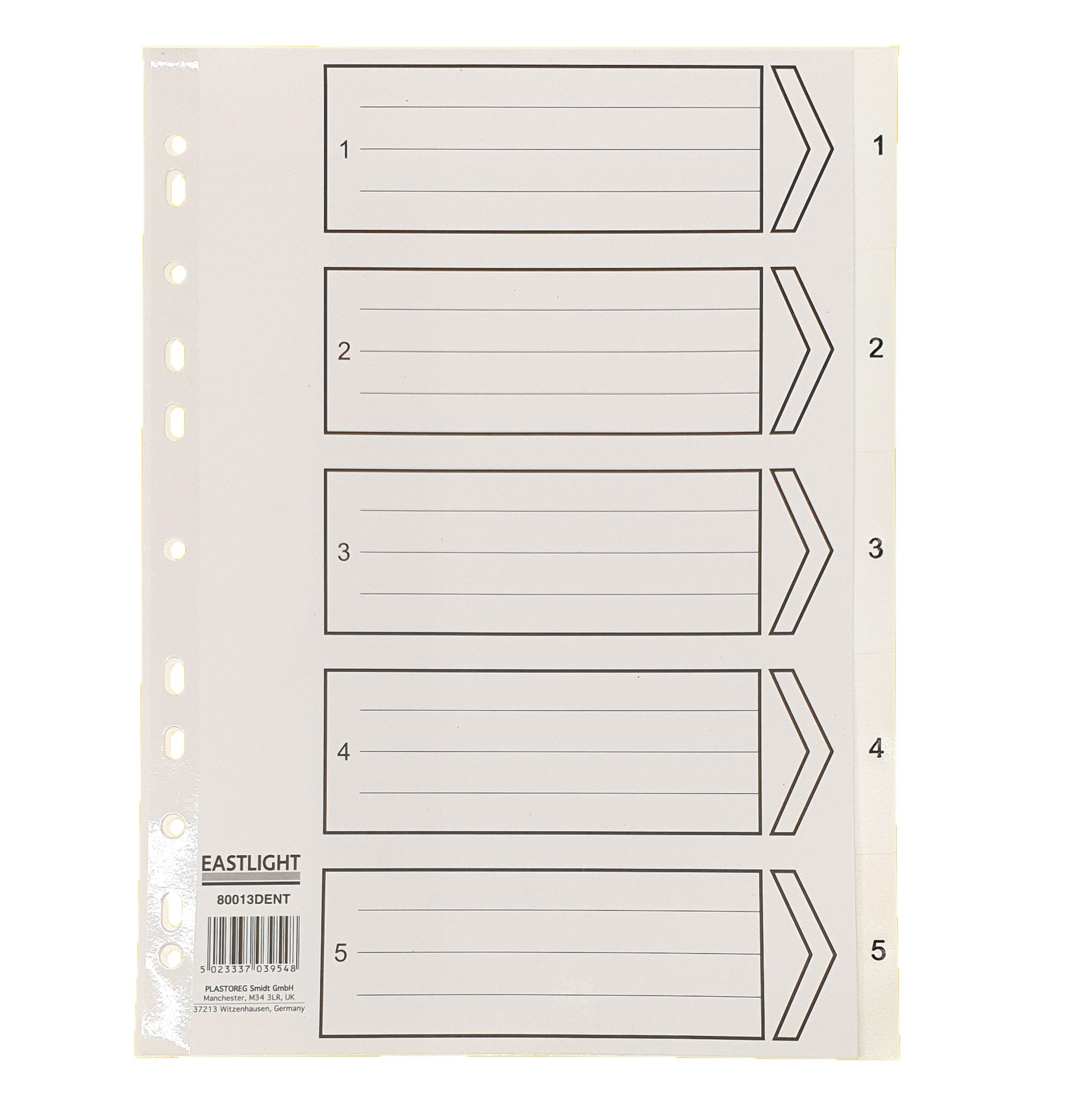 CTS Wholesale Index Polypropylene A4 1-5 White