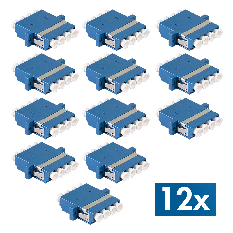 LogiLink Fiber Adapter LC Quad, 12 pieces, with flange, blue