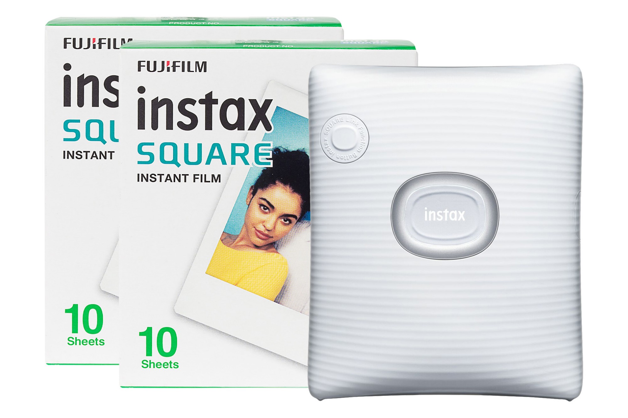 16785470+70100139613x2 FUJI Instax Square Link Wireless Smartphone Photo Printer with 20 Shot Pack - White