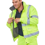 BEESWIFT Bomber Jacket Fleece Lined Hi Vis Yellow Xl