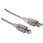 Manhattan 340458 USB-kabel USB 2.0 3 m USB A USB B Zilver