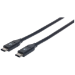 Manhattan USB-C to USB-C Cable, 50cm, Male to Male, Black, 10 Gbps (USB 3.2 Gen2 aka USB 3.1), 3A (fast charging), SuperSpeed+ USB, Lifetime Warranty, Equivalent to USB31CC50CM