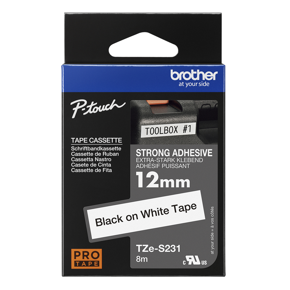 Brother TZE-S231 DirectLabel black on white extra strong Laminat 12mm 8m for Brother P-Touch TZ 3.5-18mm/6-12mm/6-18mm/6-24mm/6-36mm