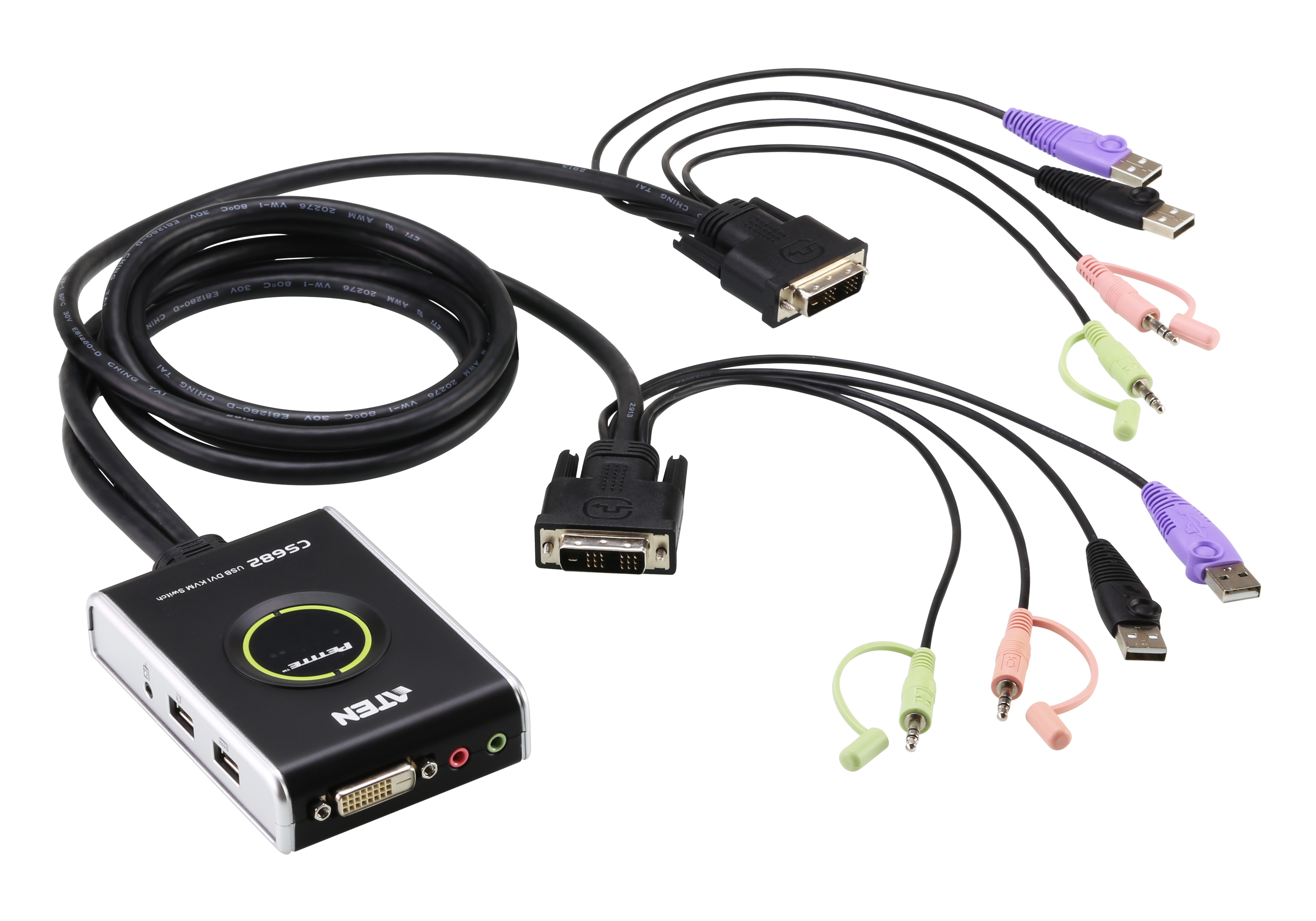 Image of ATEN 2-Port USB DVI/Audio Cable KVM Switch with Remote Port Selector