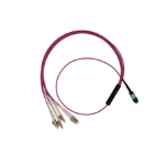 PLUSOPTIC 10m MPO-LC 8F Multimode OM4 Fiber Optic Cable | Magenta