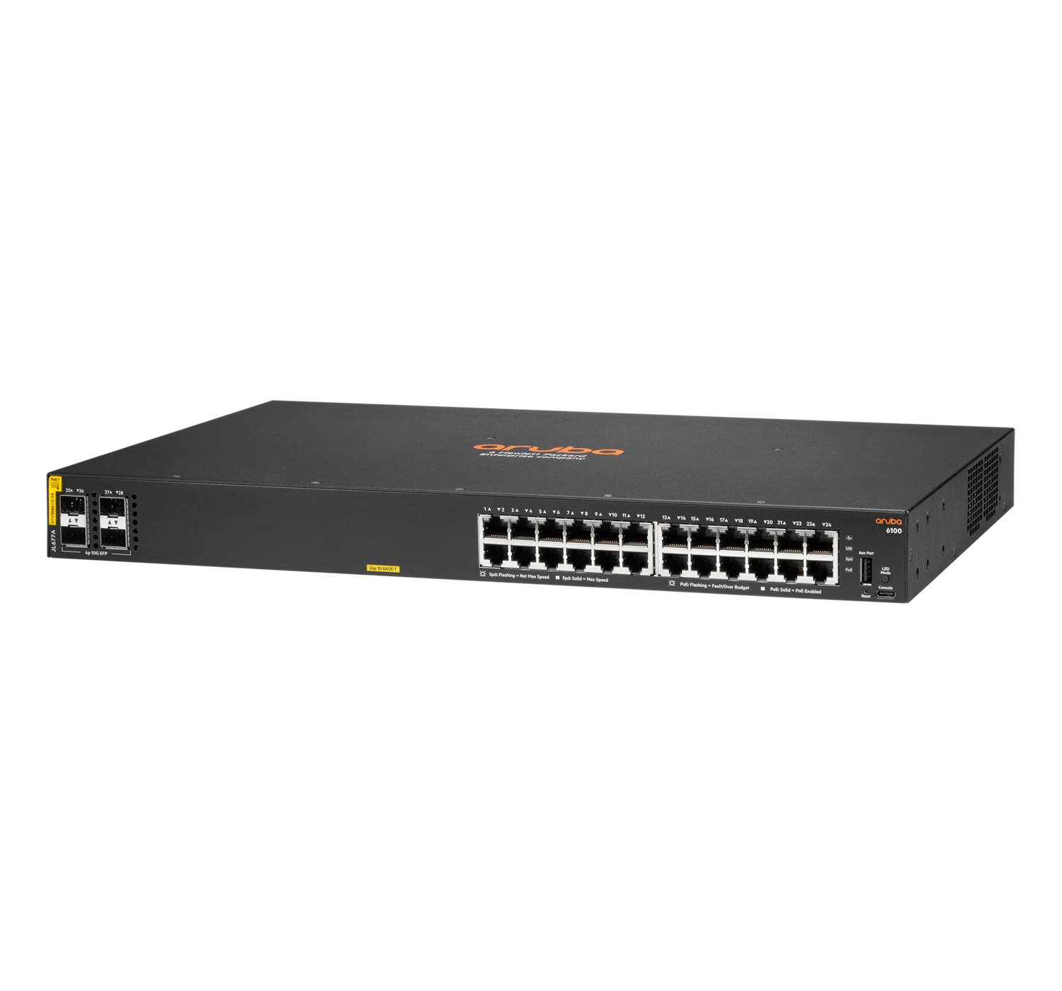HPE Aruba Networking CX 6100 24G Class4 PoE 4SFP+ 370W Managed L3 Giga