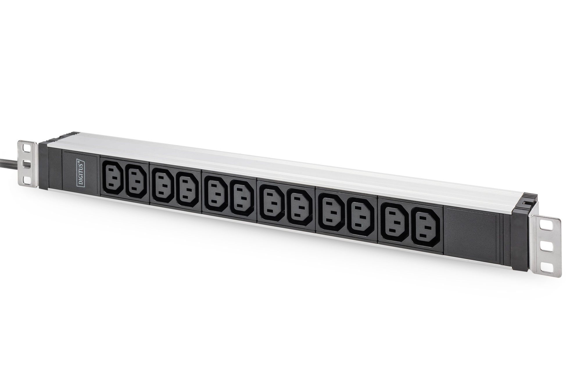 Digitus Socket strip with aluminum profile. 12-way. 2 m supply cable w