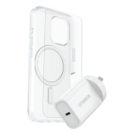 OtterBox Symmetry Series Clear for MagSafe + Premium Glass + Fast Charge Wall Charger USB-C 30W Type I