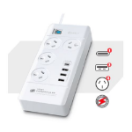 Generic Sansai 4 Outlet 3xUSB-A & 1xUSB-C Powerboard Master On/Off switch Surge and overload protected Fast charging 1M 20W 220-240V 10A IV Retail box
