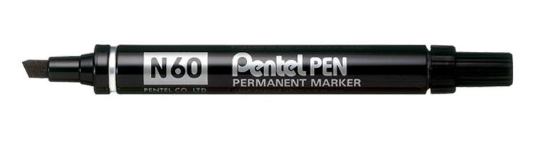 Image of Pentel N 60 permanent marker Chisel tip Black 12 pc(s)