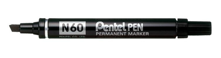 Pentel N60 Permanent Marker Chisel Tip Black (Pack of 12) N60-A