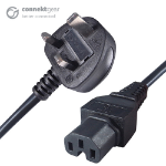 connektgear 2m UK Mains Hot Rated Power Cable UK Plug to C15 Socket