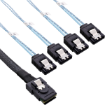 InLine SAS cable, Mini SAS SFF8087 to 4x SATA, Crossover, OCF, 0.75m