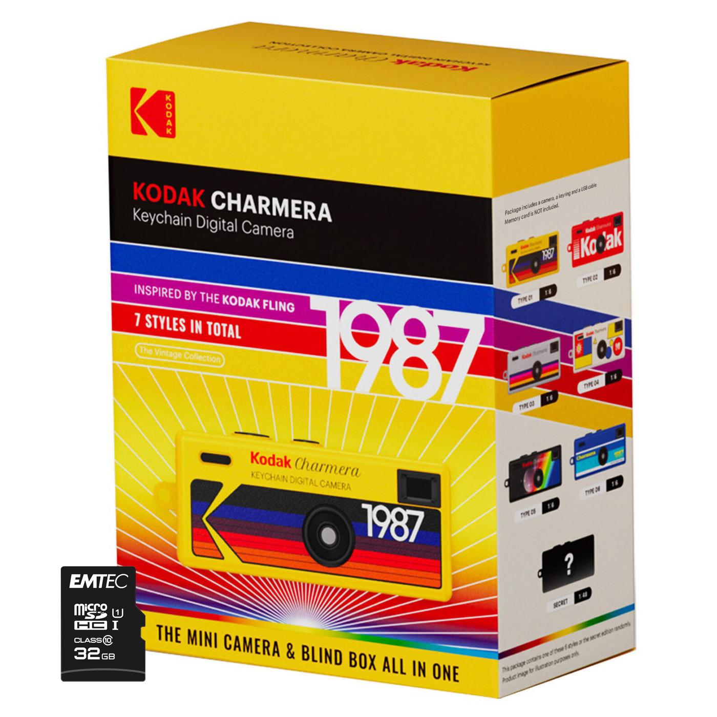 Kodak Charmera Keychain Surprise Design Digital Camera - Camera + 32GB MicroSD Card