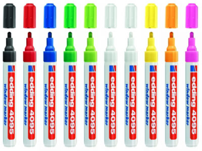 Photos - Felt Tip Pen Edding 4095 chalk marker Black, Blue, Green, Orange, Pink, Red, White, 4-4 