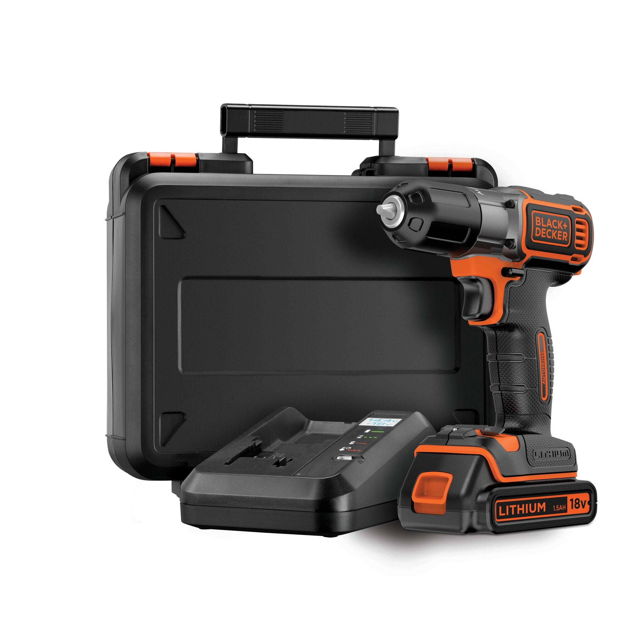 Black & Decker ASD18K-QW borr utan nyckel Svart, Orange