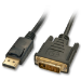 Lindy 41490 video cable adapter 1 m DVI-D DisplayPort Black