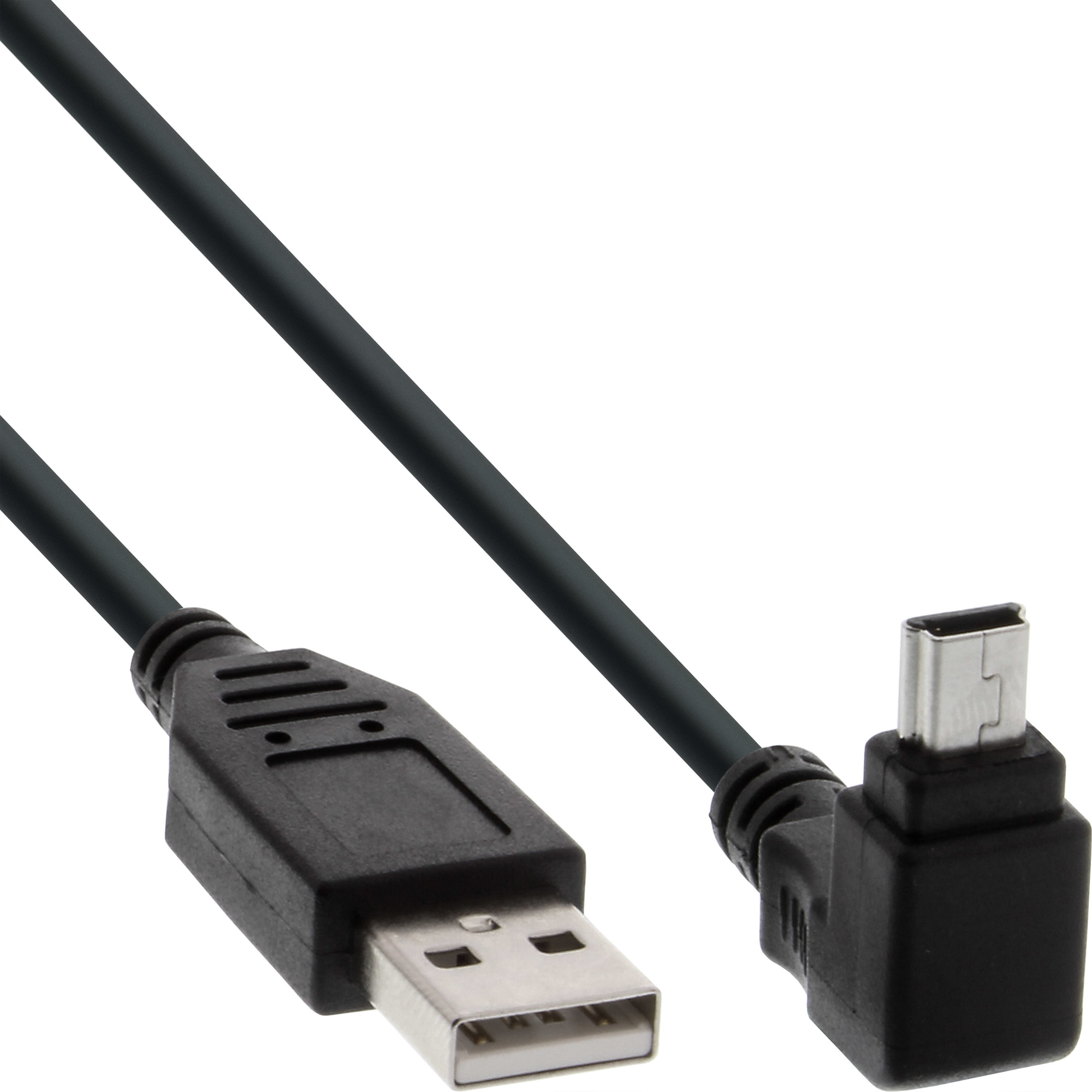 34105 INLINE INC USB 2.0 Mini-Kabel - ST A/Mini-B ST (5pol) oben abgew. 90 - schwarz - 0,5m