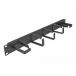DeLOCK 19″ Cable Management Routing Panel with 5 metal hooks (2 x horizontal, 3 x vertical) 1U black