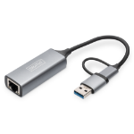 Digitus USB Type-C™ Gigabit Ethernet Adapter 2.5G, USB-C™ + USB A (USB3.1/3.0)